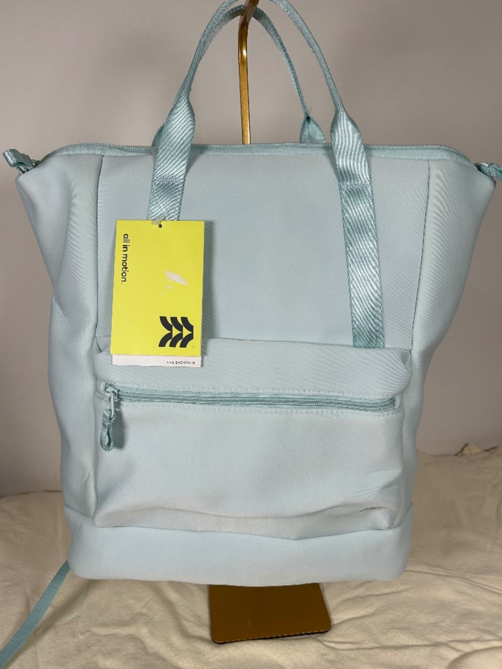 All in Motion Faux Neoprene Tote Backpack - Mint Green - NWT 16.25” x 17.5” x 5”